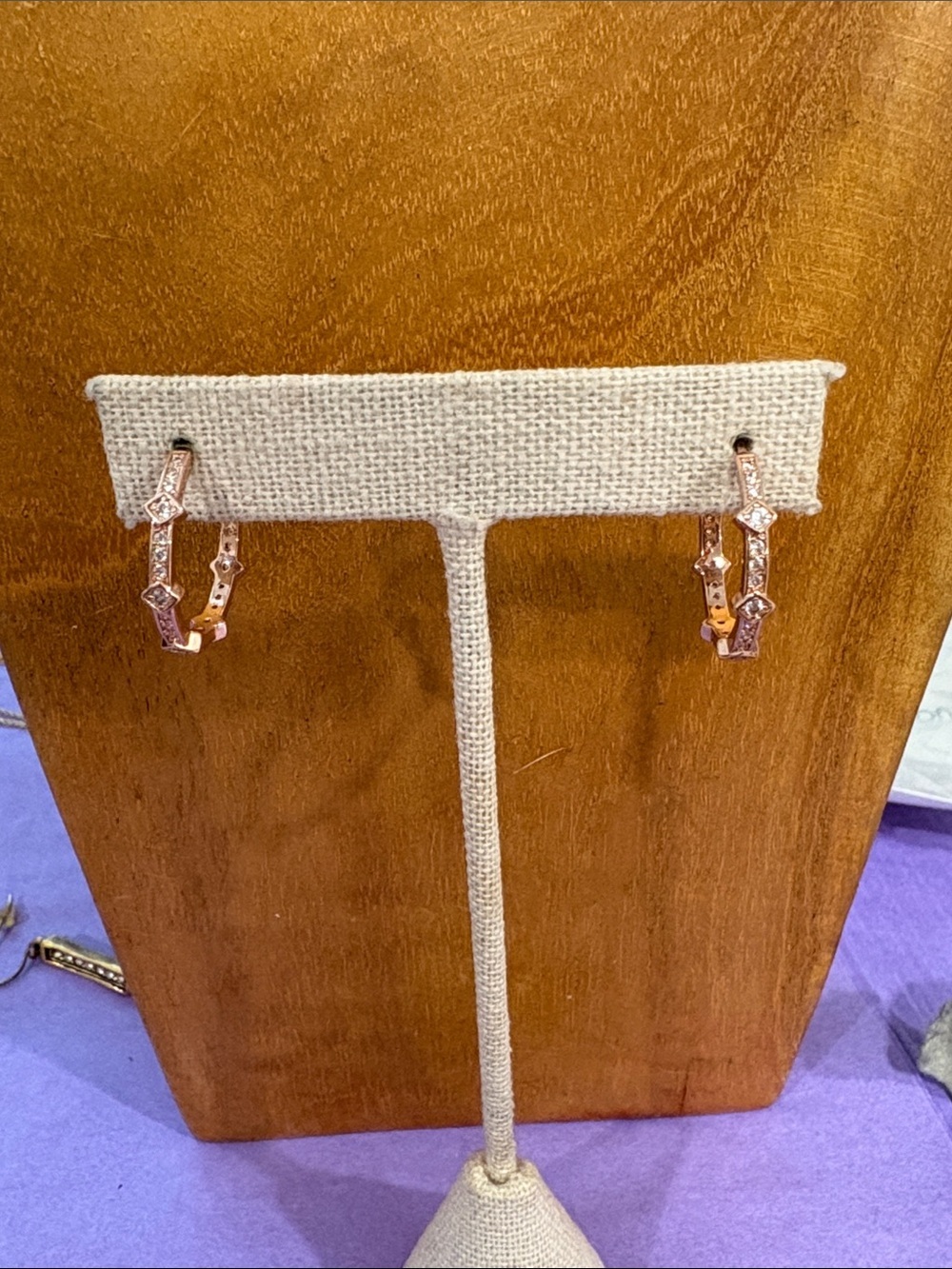 Rose Gold Geometric Hoop Earrings. Gold Vermeil Hespera